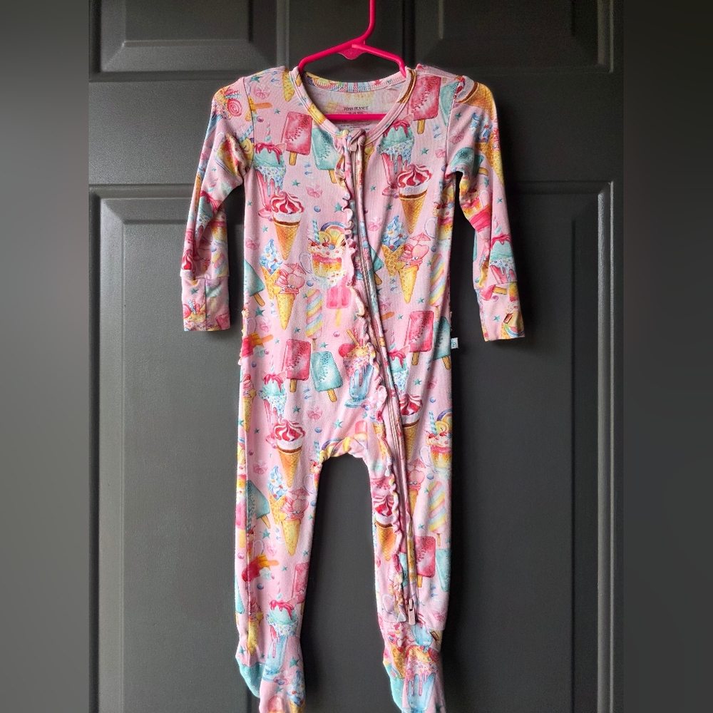 Posh Peanut Pink Ice Cream Print Footie